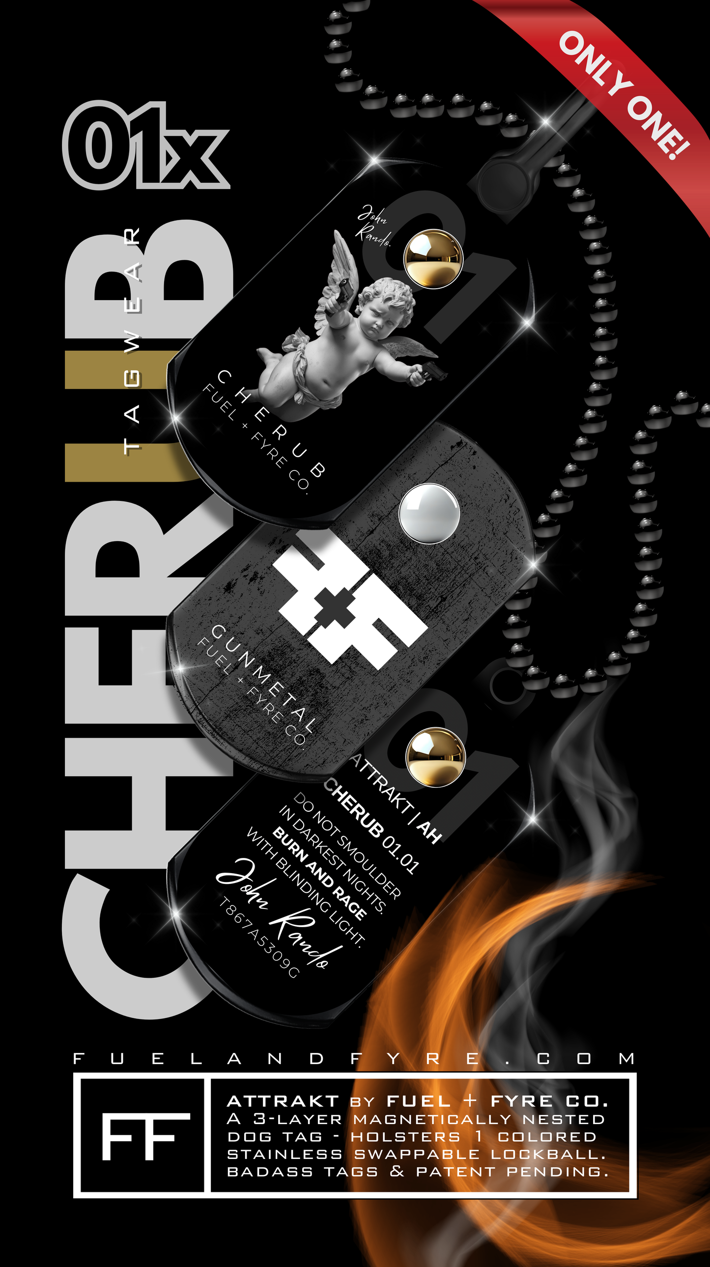 ATTRAKT LE | Magnetic Dog Tags | Cherub by John Rando | AH