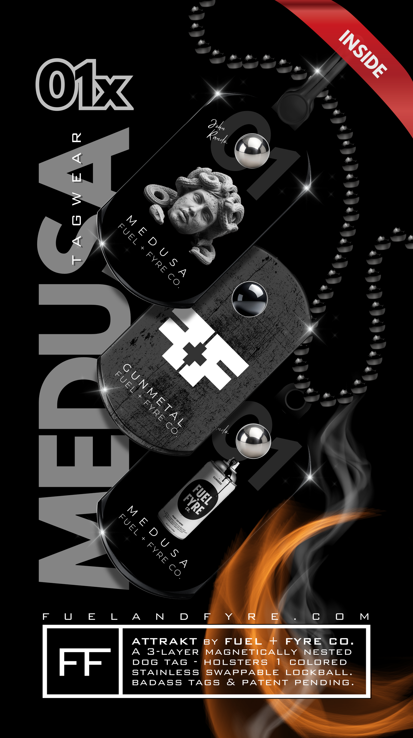 ATTRAKT LE | Magnetic Dog Tags | Medusa by John Rando | AH