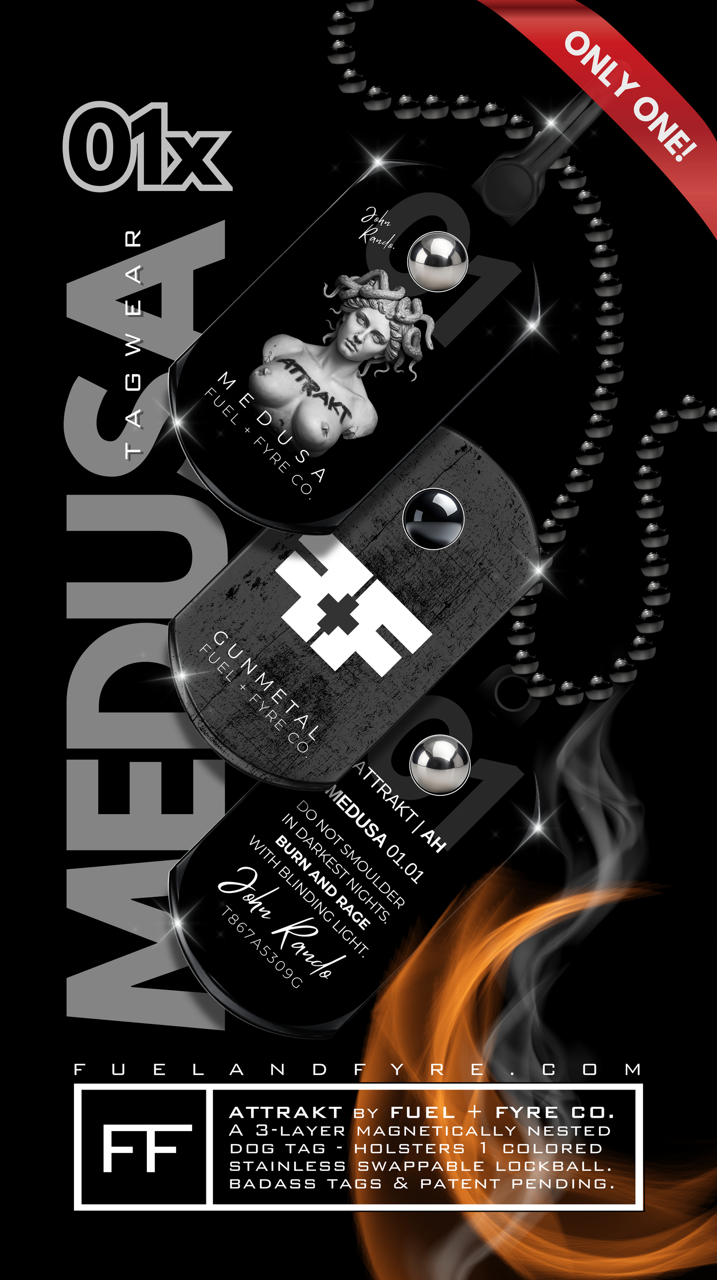 ATTRAKT LE | Magnetic Dog Tags | Medusa by John Rando | AH