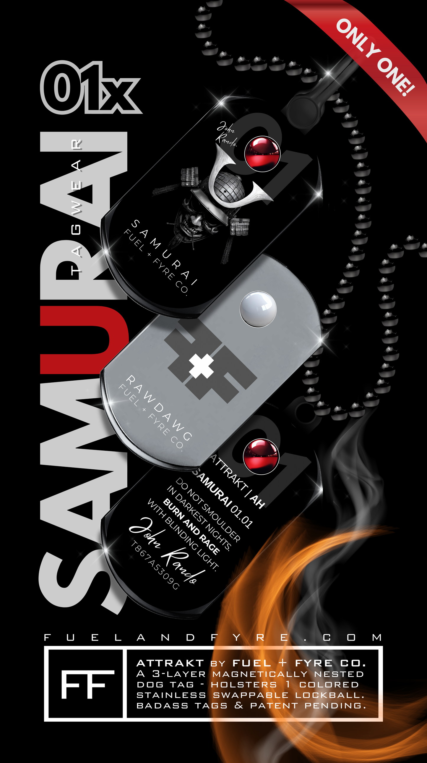 ATTRAKT LE | Magnetic Dog Tags | Samurai by John Rando | AH