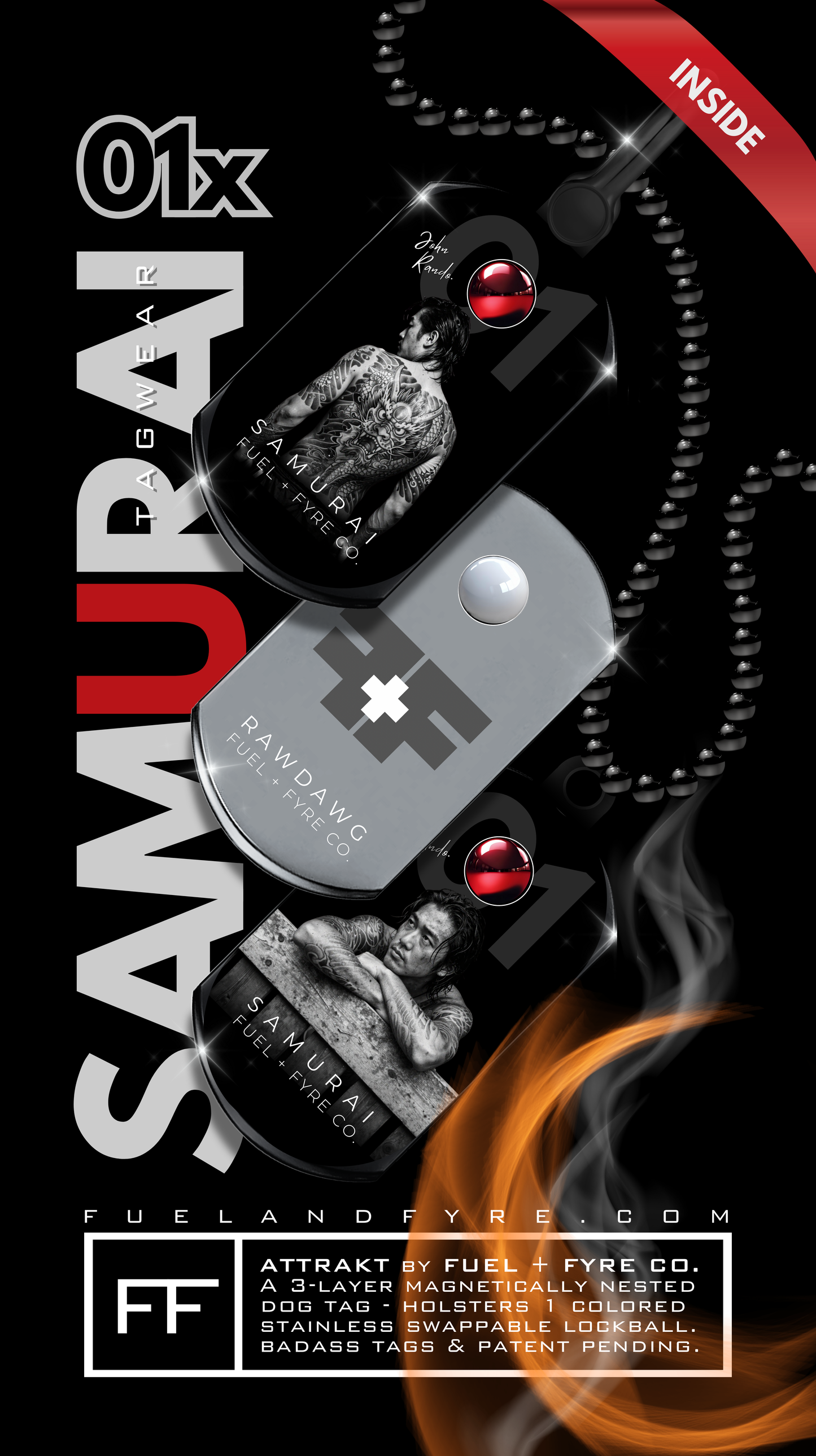 ATTRAKT LE | Magnetic Dog Tags | Samurai by John Rando | AH