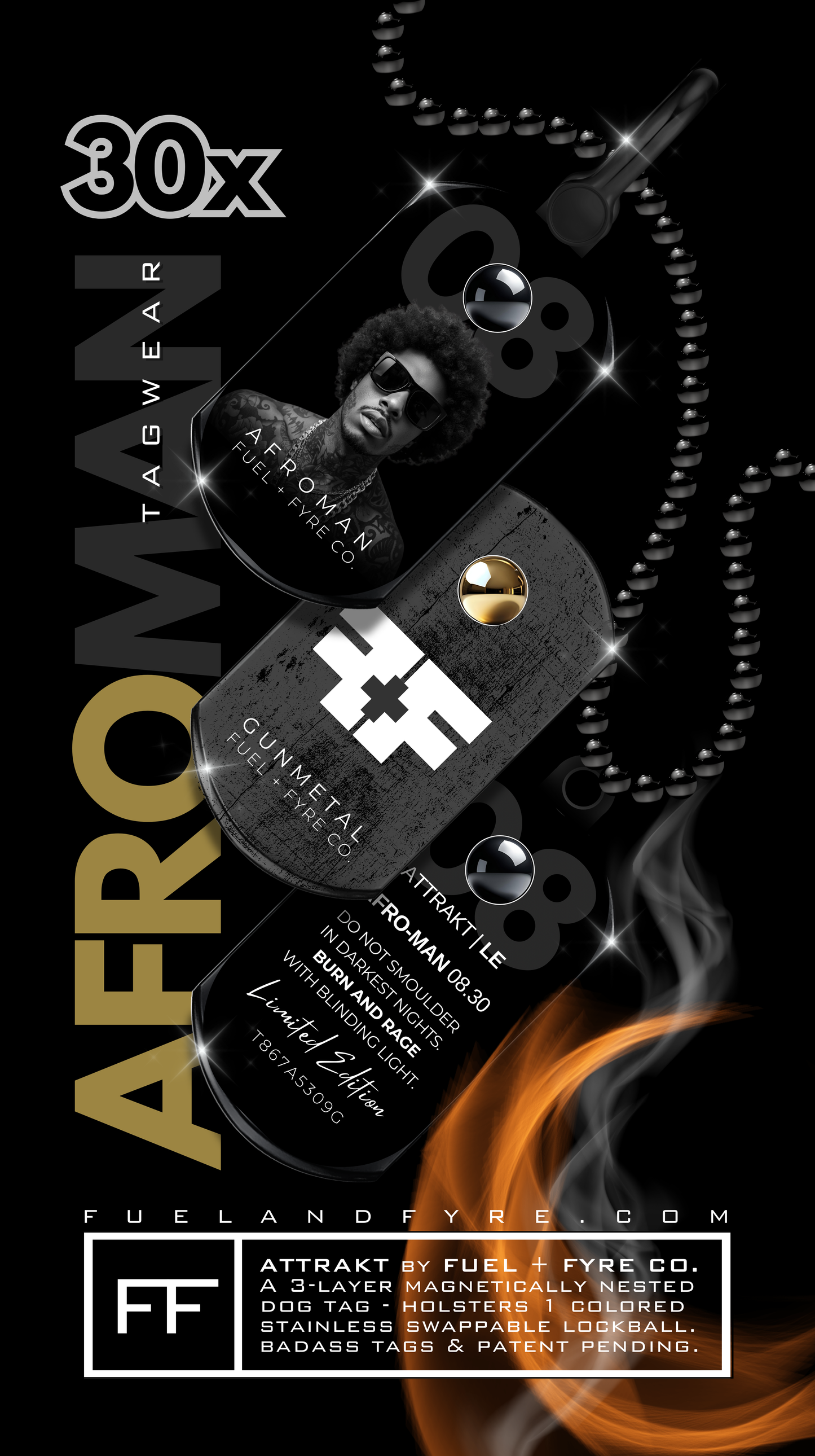 ATTRAKT LE | Magnetic Dog Tags | Afro-Man