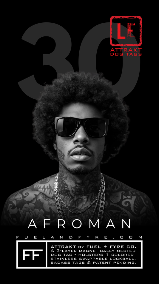 ATTRAKT LE | Magnetic Dog Tags | Afro-Man