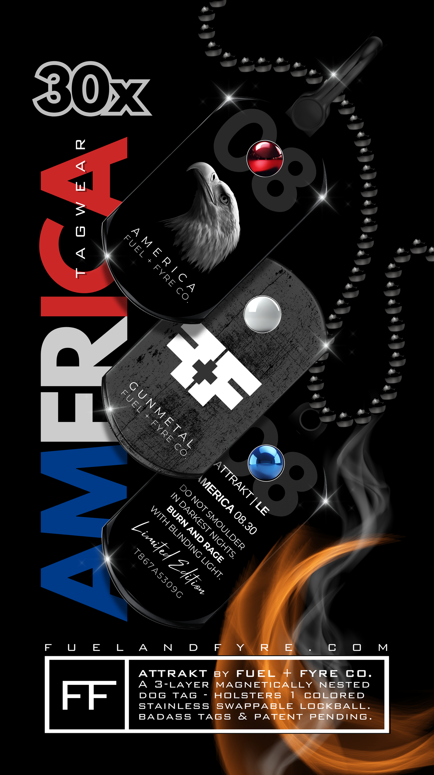 ATTRAKT LE | Magnetic Dog Tags | America