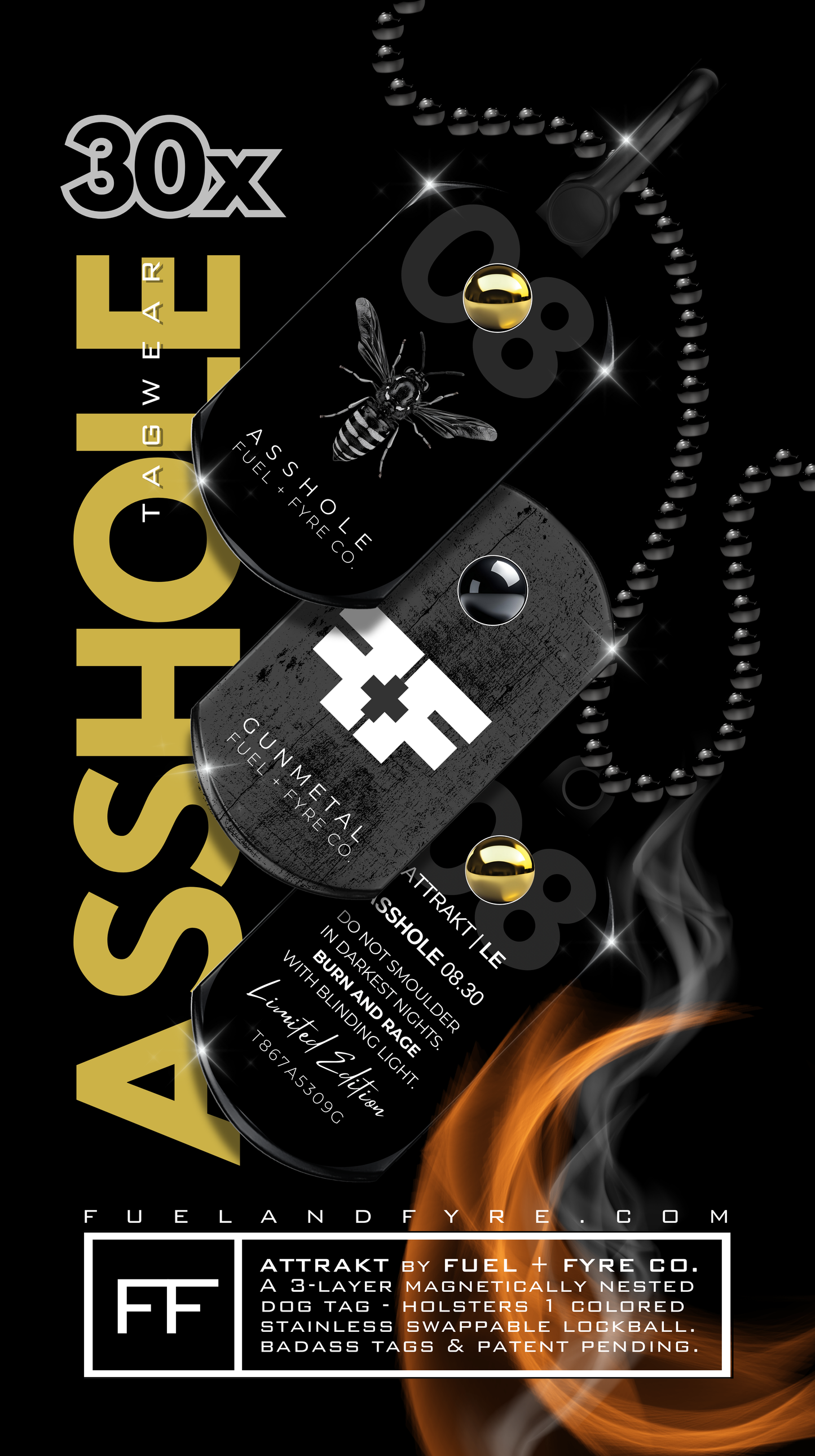 ATTRAKT LE | Magnetic Dog Tags | Asshole