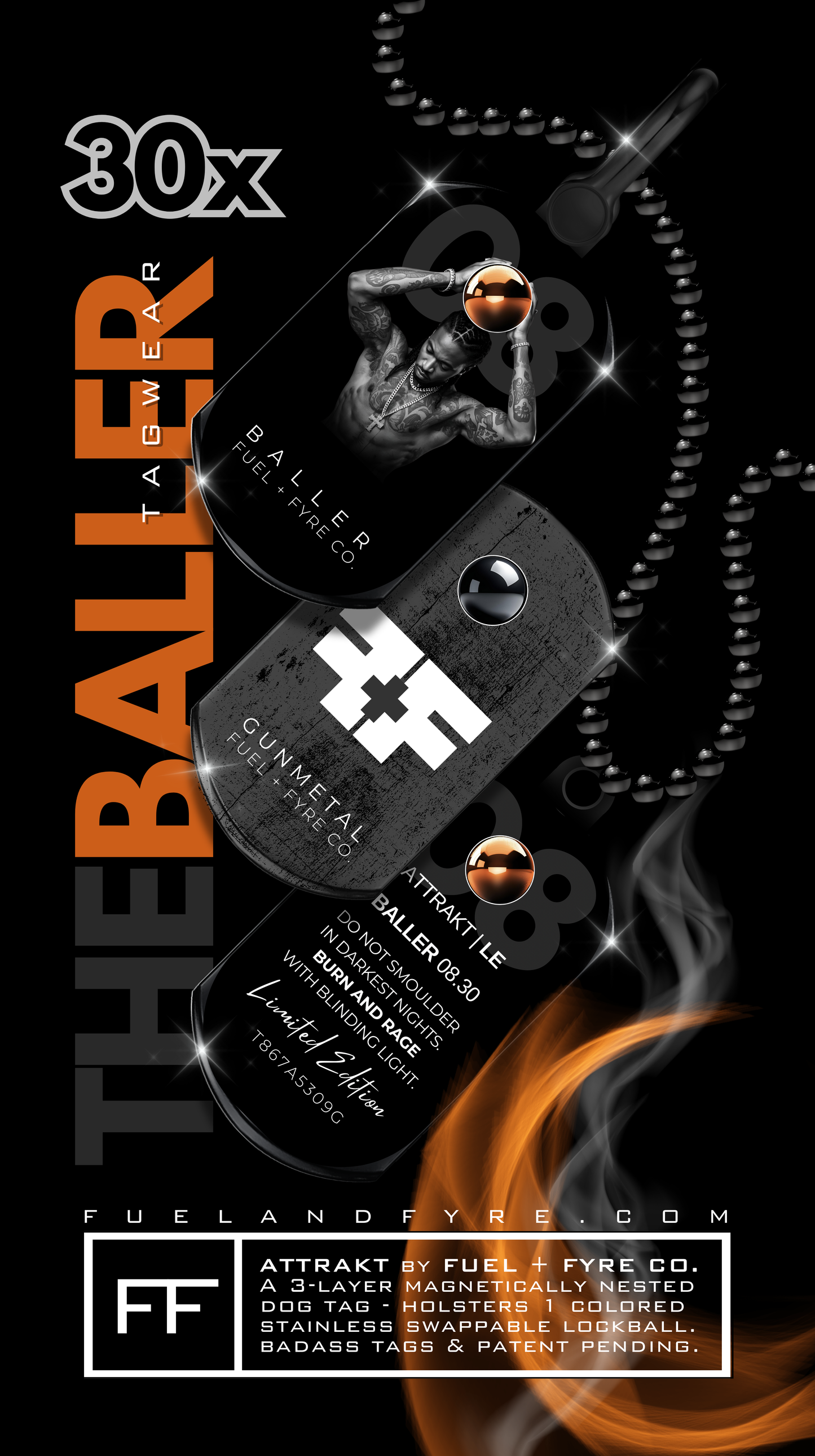 ATTRAKT LE | Magnetic Dog Tags | Baller