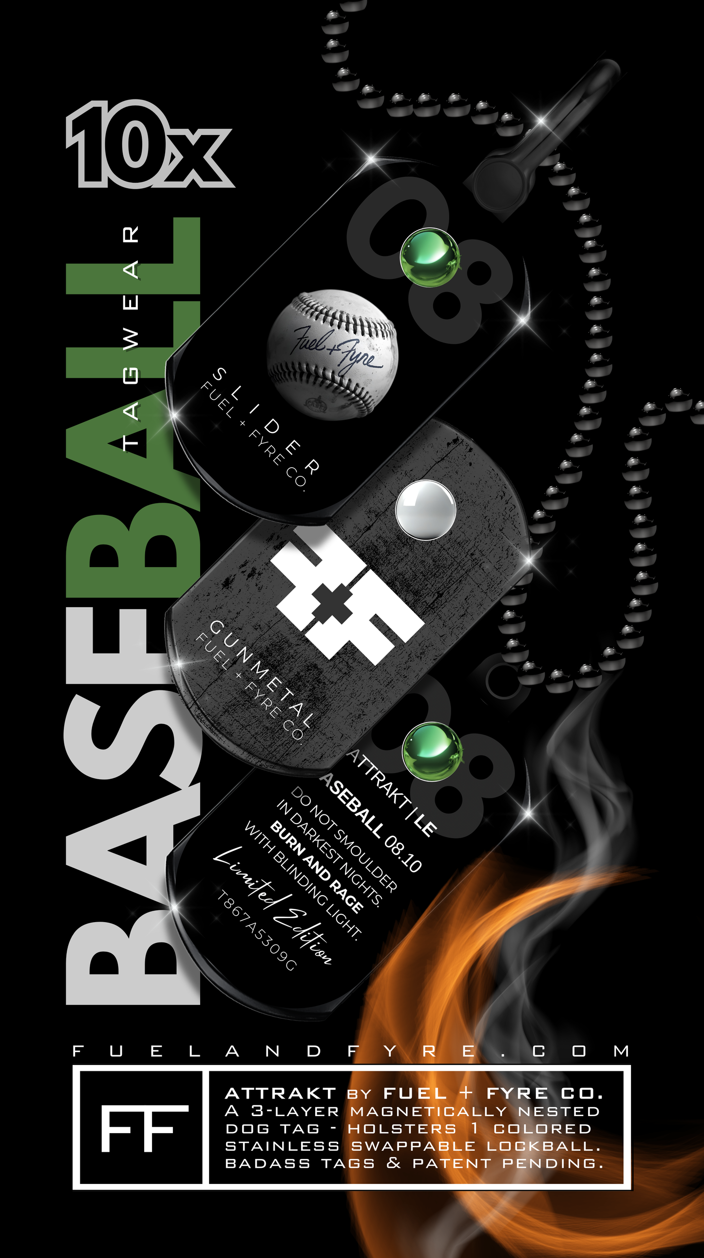 ATTRAKT LE | Magnetic Dog Tags | Baseball