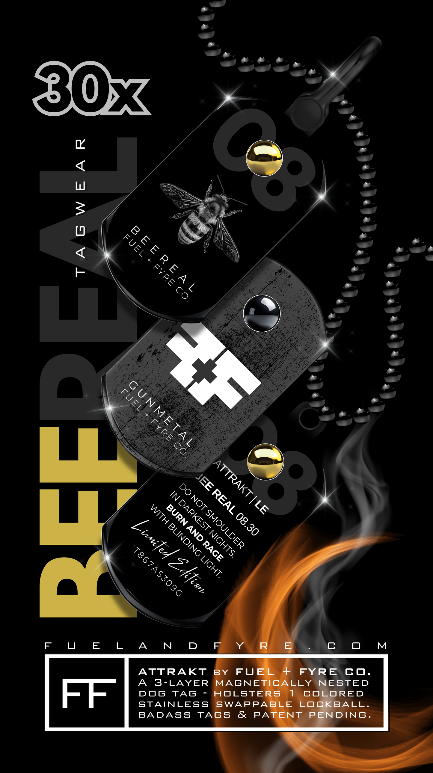 ATTRAKT LE | Magnetic Dog Tags | Bee Real