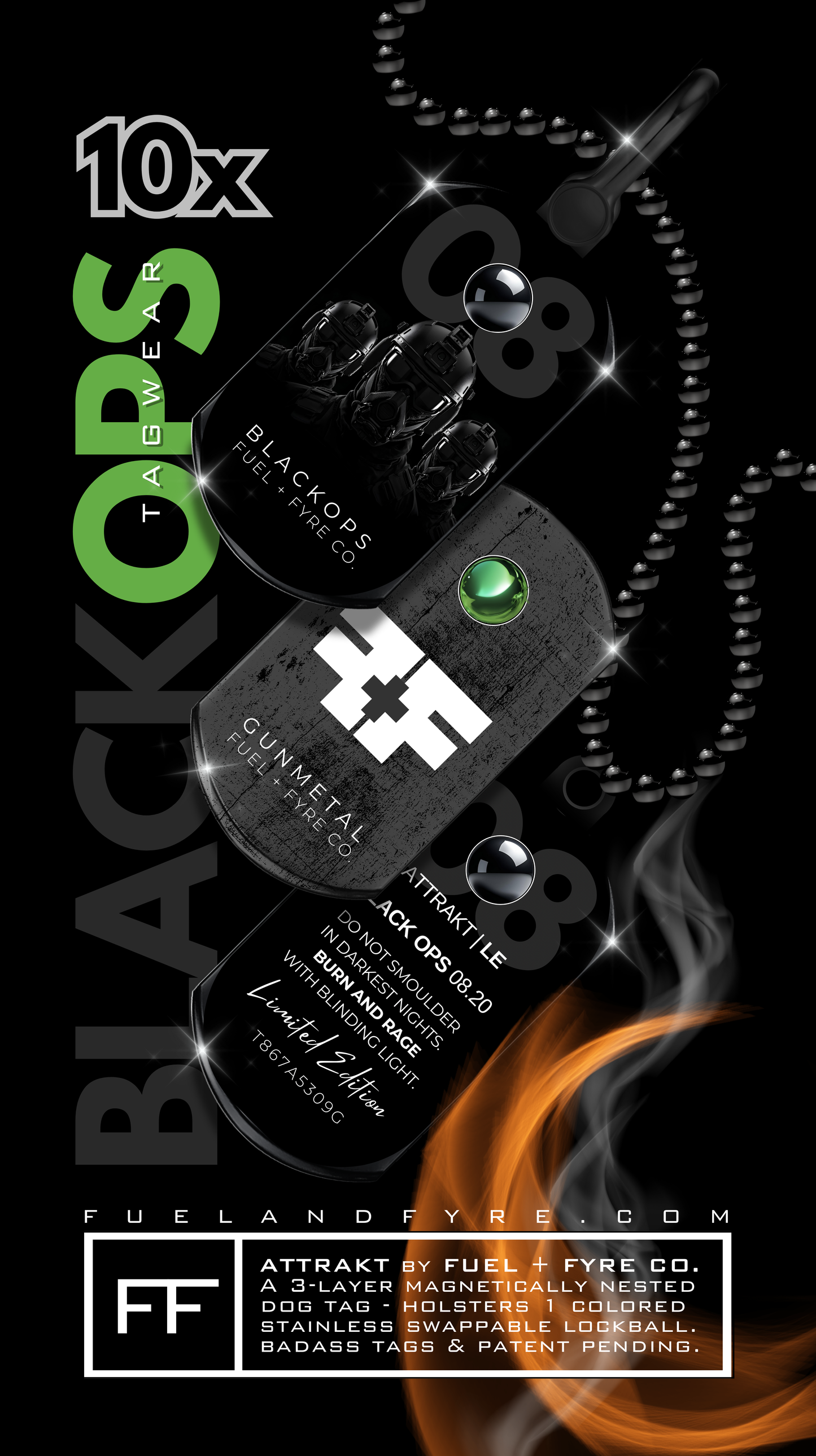 ATTRAKT LE | Magnetic Dog Tags | Black Ops