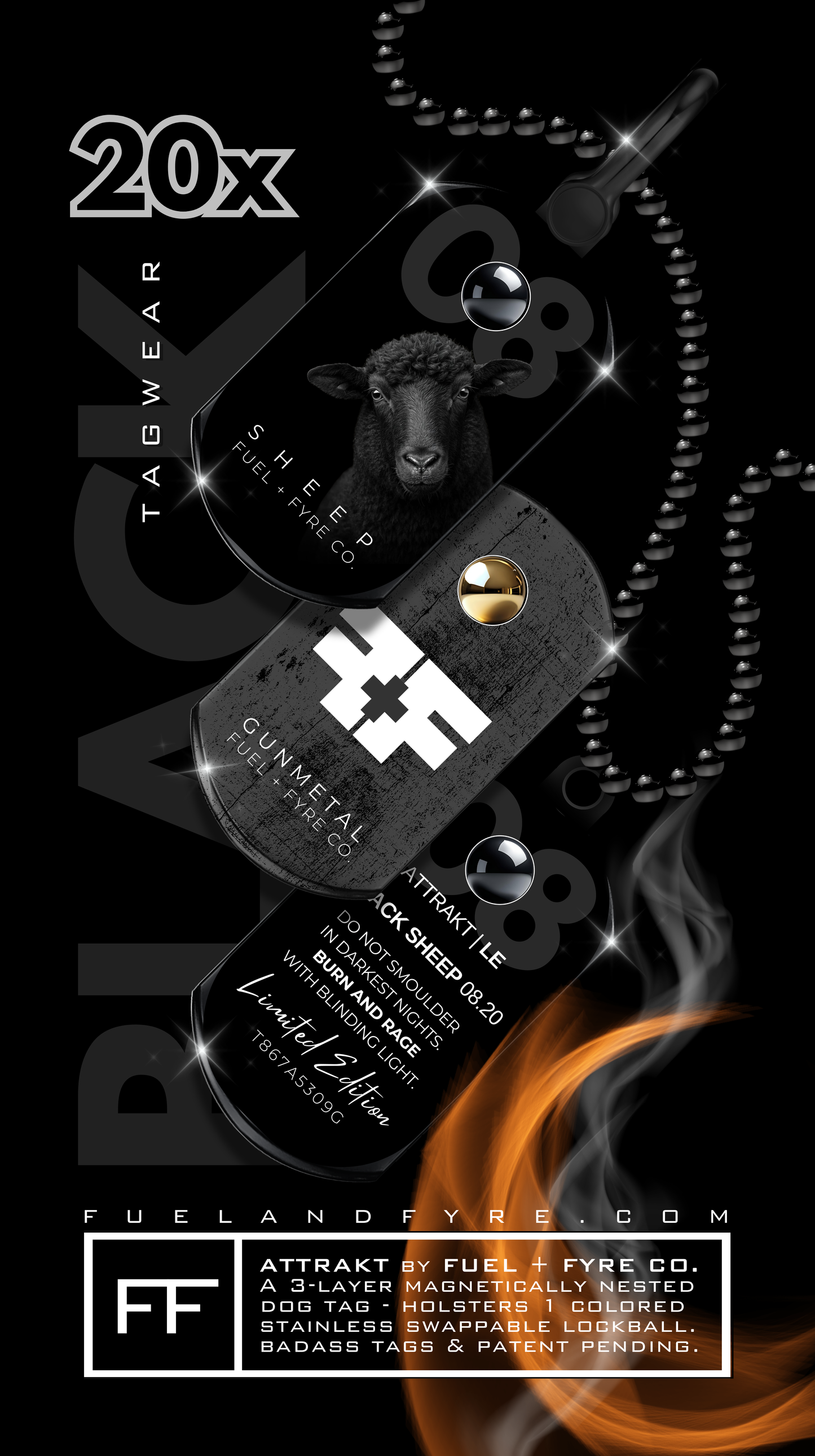 ATTRAKT LE | Magnetic Dog Tags | Black Sheep