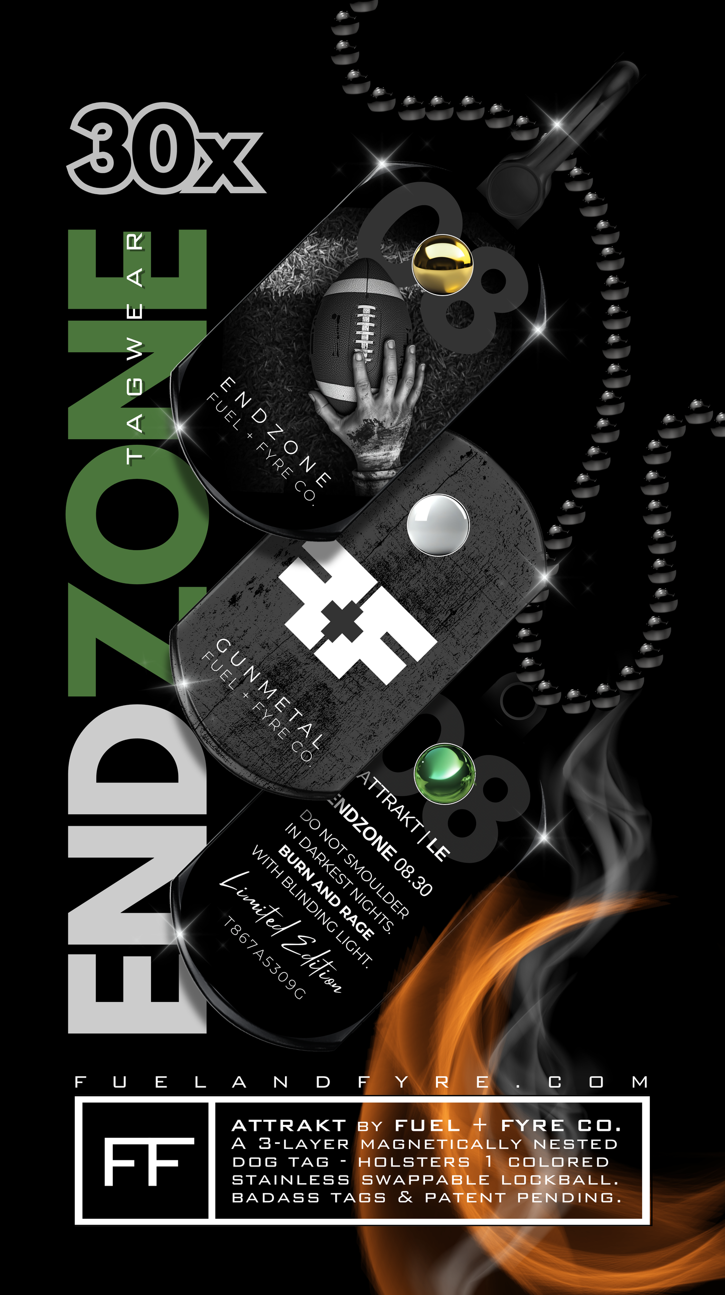 ATTRAKT LE | Magnetic Dog Tags | Endzone