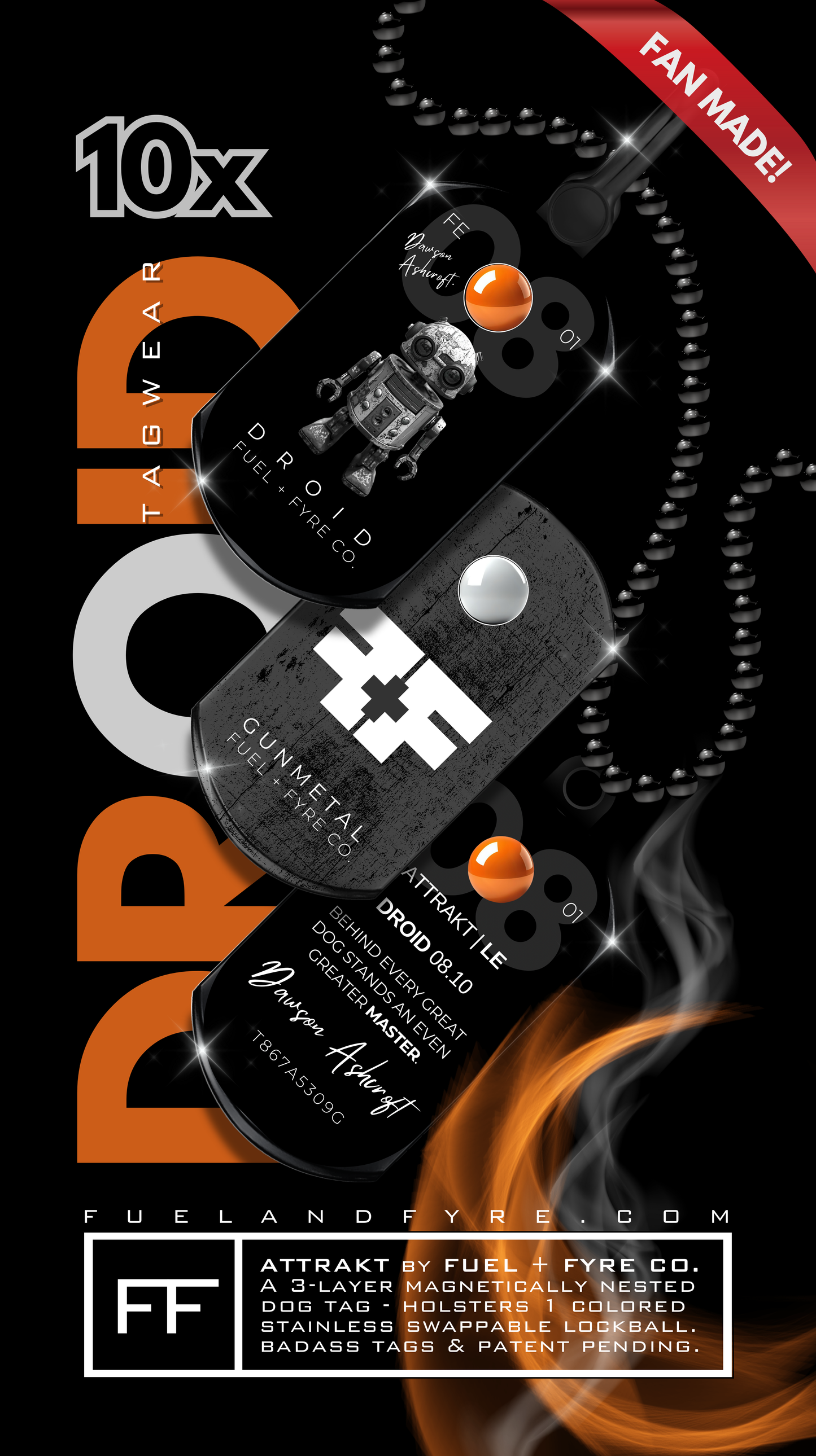 ATTRAKT LE | Magnetic Dog Tags | Droid by Dawson Ashcroft