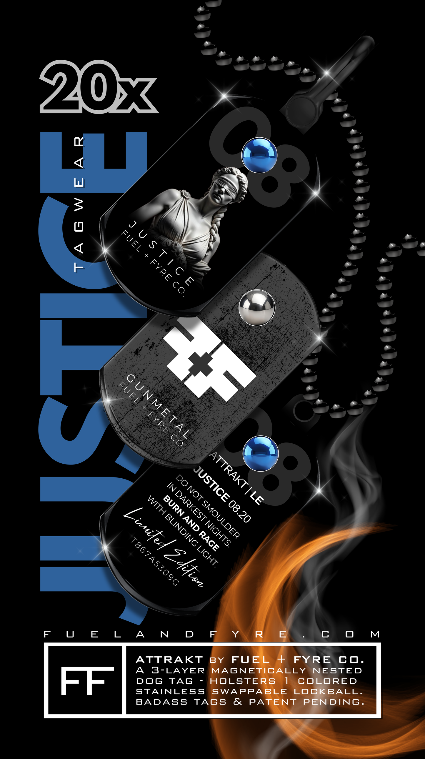 ATTRAKT LE | Magnetic Dog Tags | Justice