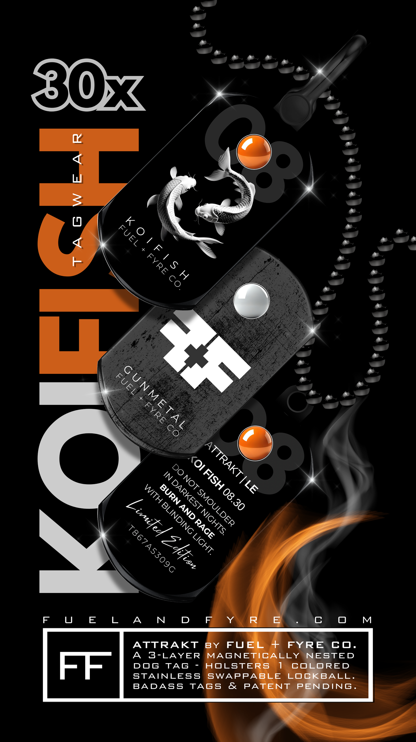 ATTRAKT LE | Magnetic Dog Tags | Koi Fish