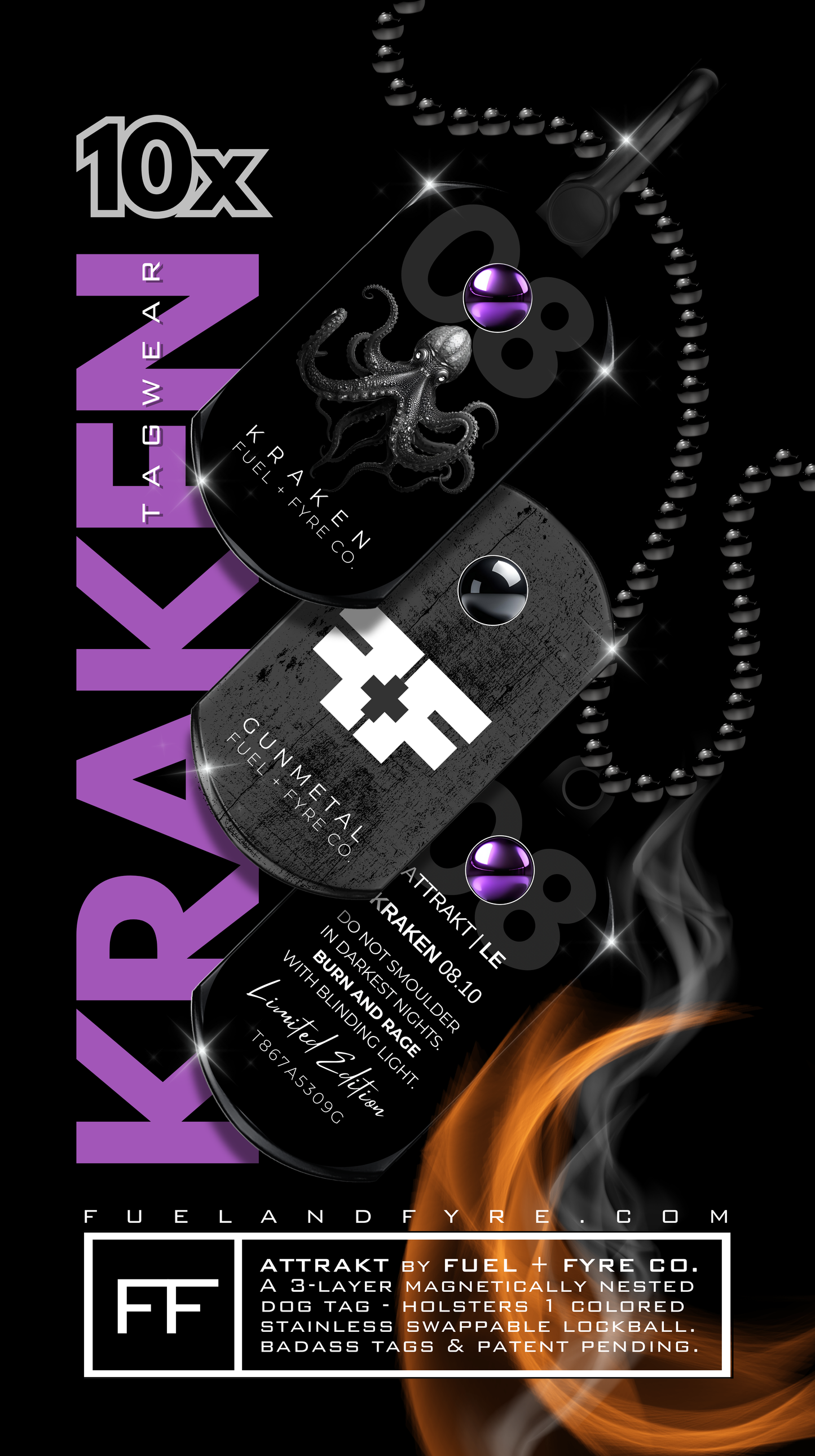 ATTRAKT LE | Magnetic Dog Tags | Kraken