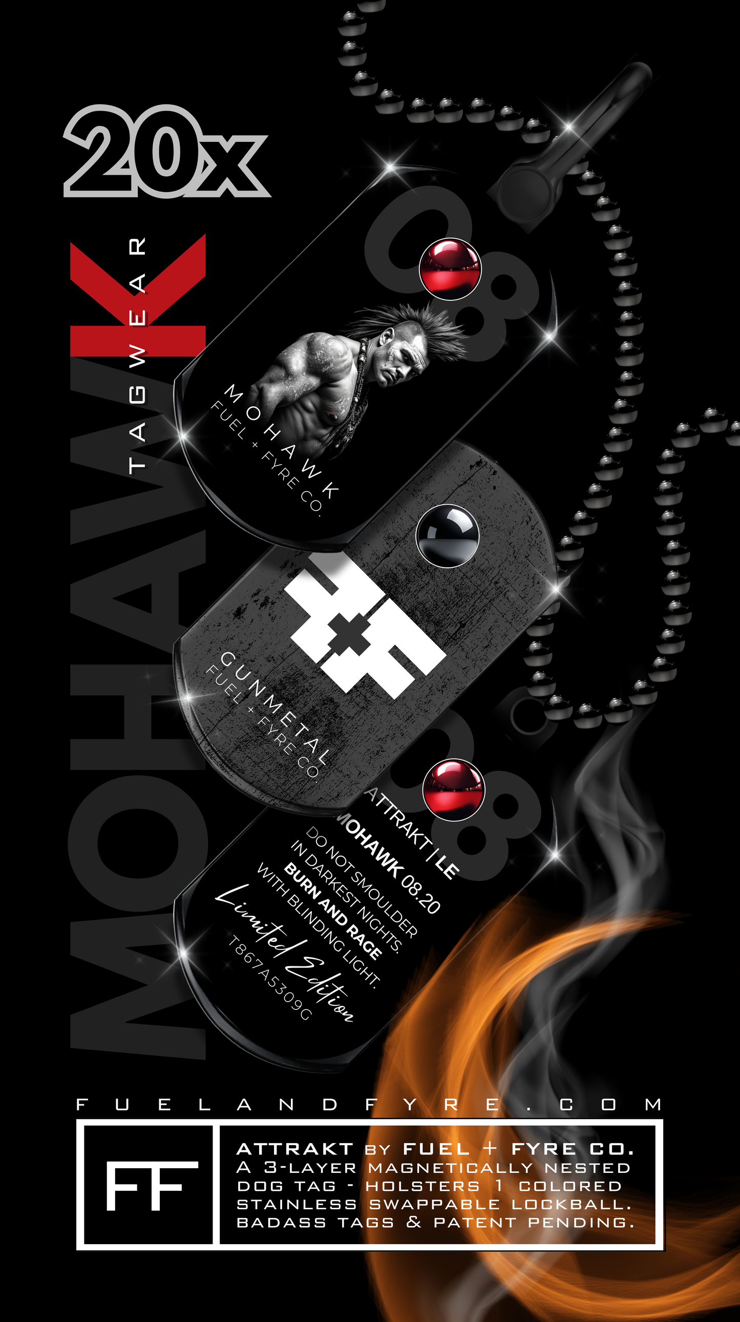 ATTRAKT LE | Magnetic Dog Tags | Mohawk