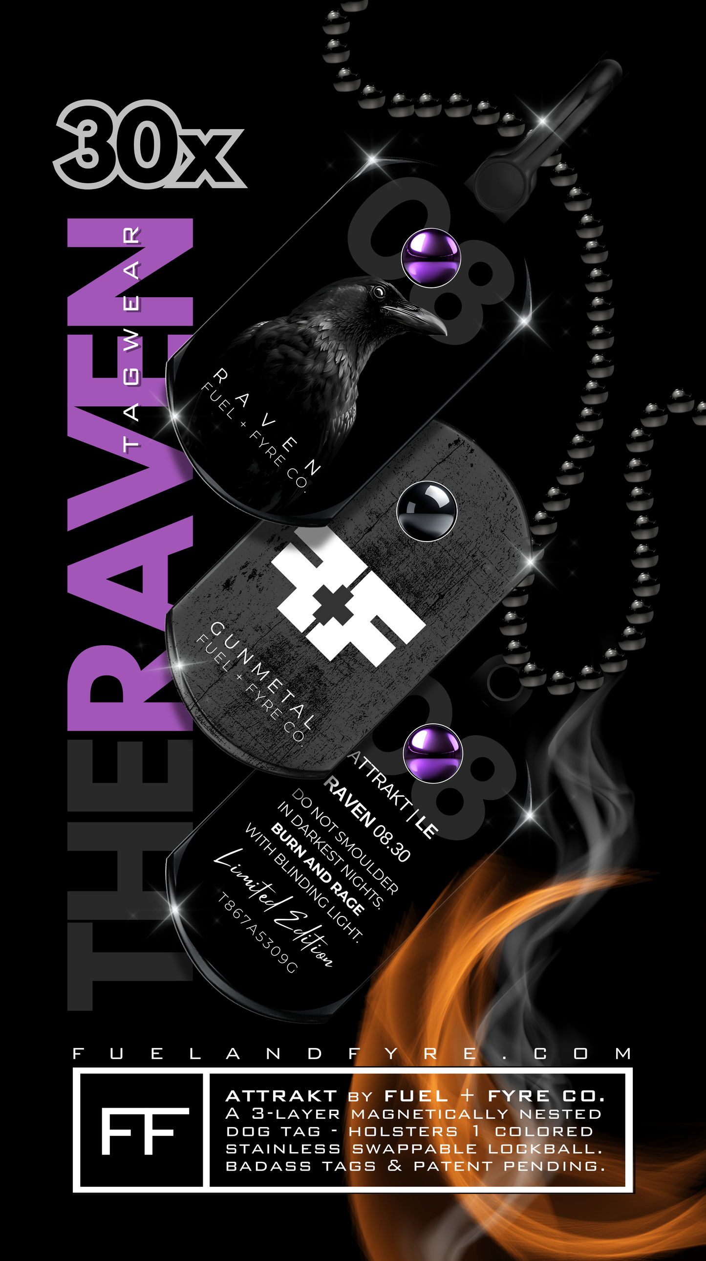 ATTRAKT LE | Magnetic Dog Tags | Raven