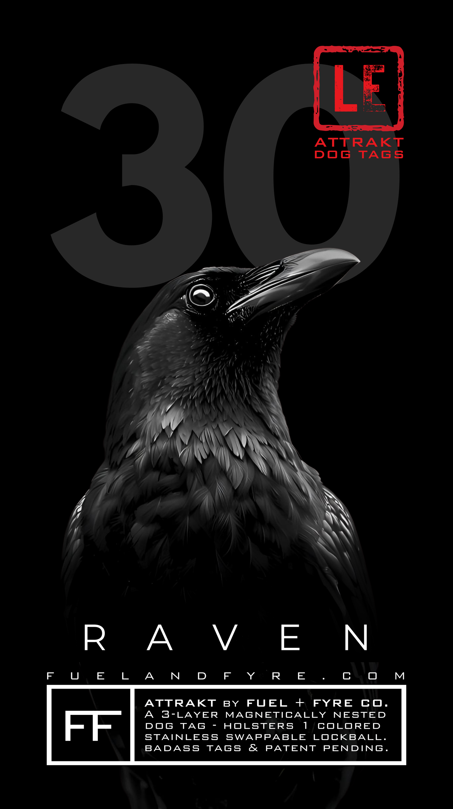ATTRAKT LE | Magnetic Dog Tags | Raven