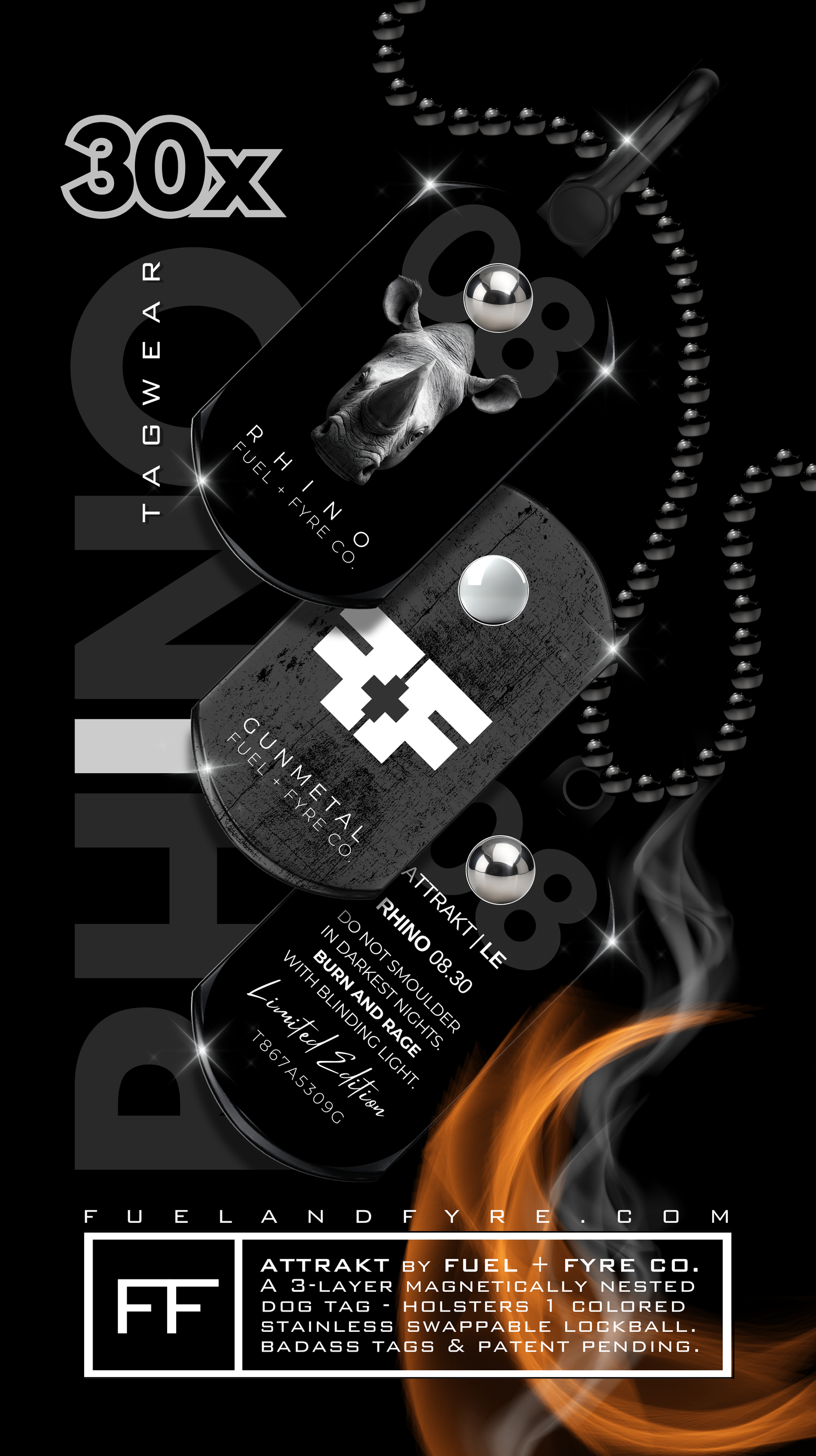 ATTRAKT LE | Magnetic Dog Tags | Rhino