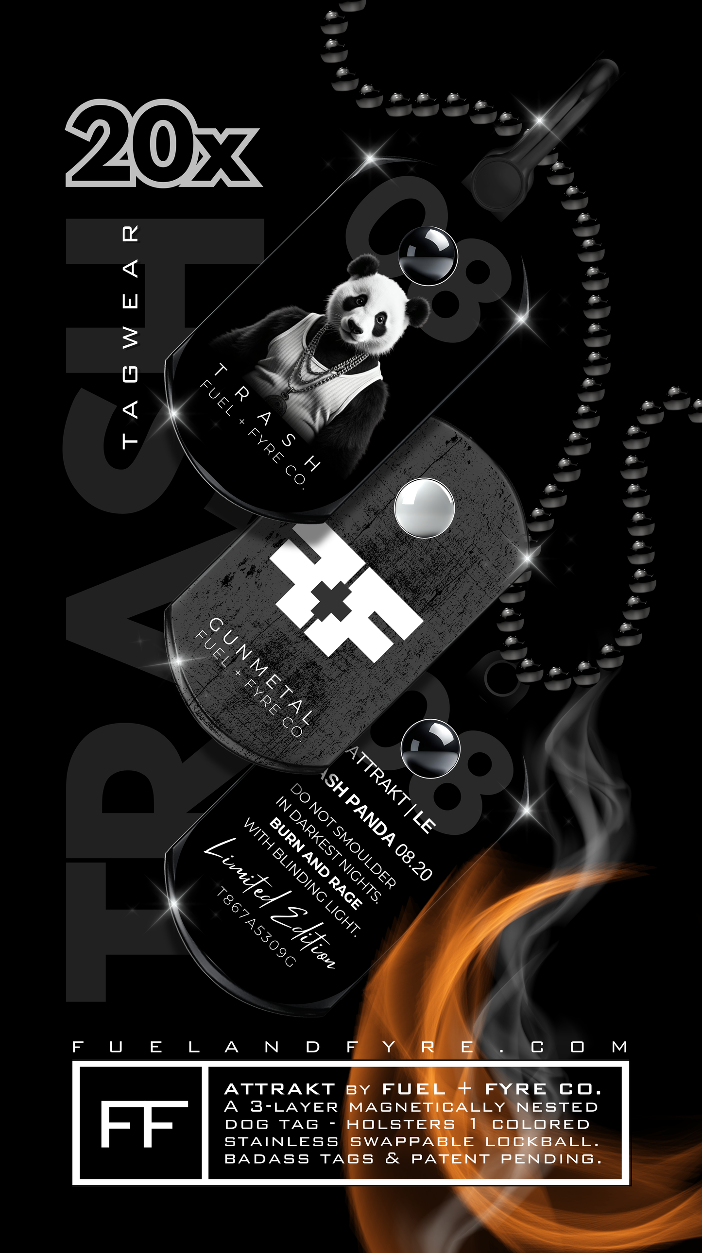 ATTRAKT LE | Magnetic Dog Tags | Trash Panda