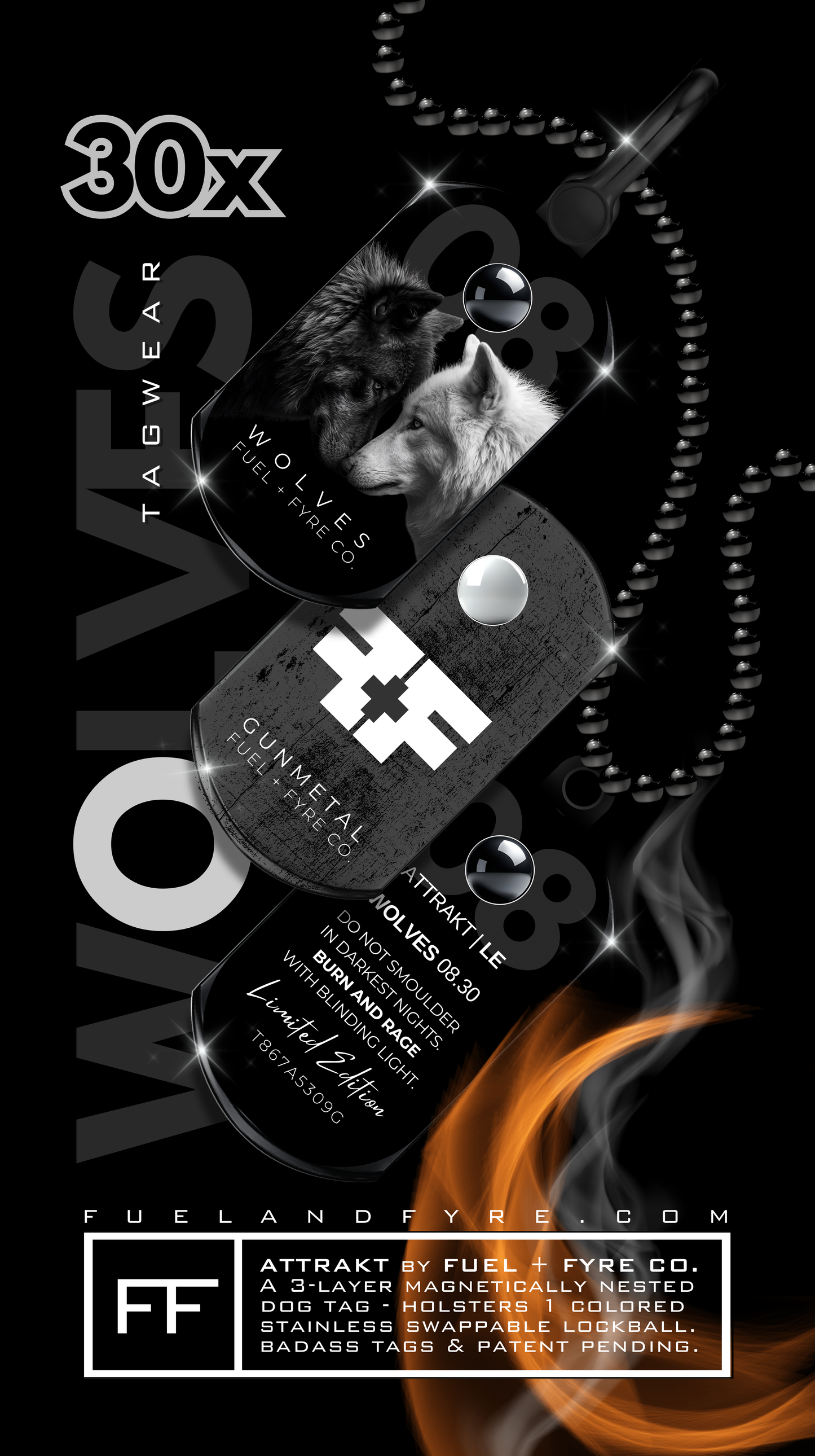 ATTRAKT LE | Magnetic Dog Tags | Wolves