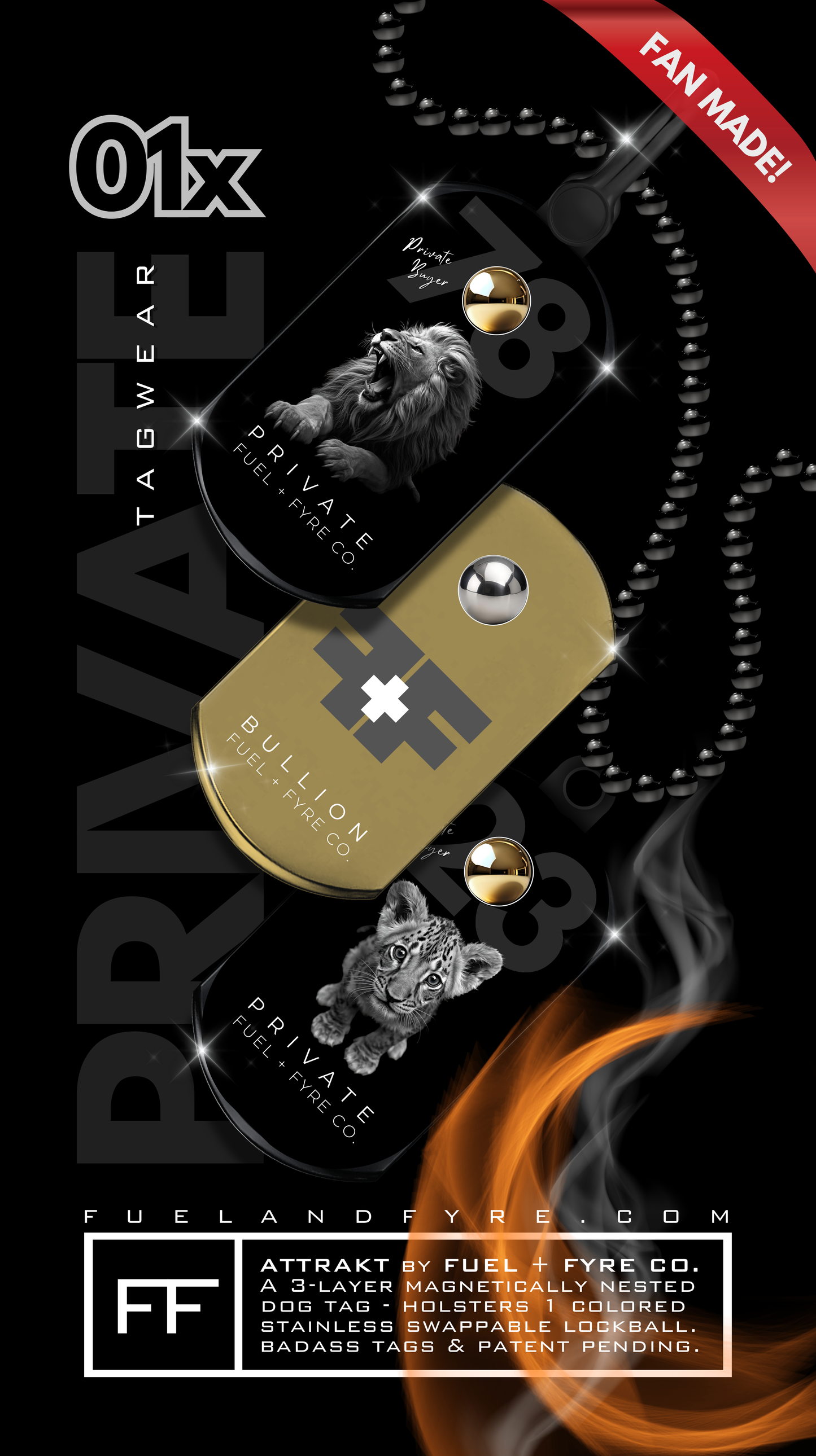 ATTRAKT FE | Magnetic Dog Tags | PRIVATE by Raja