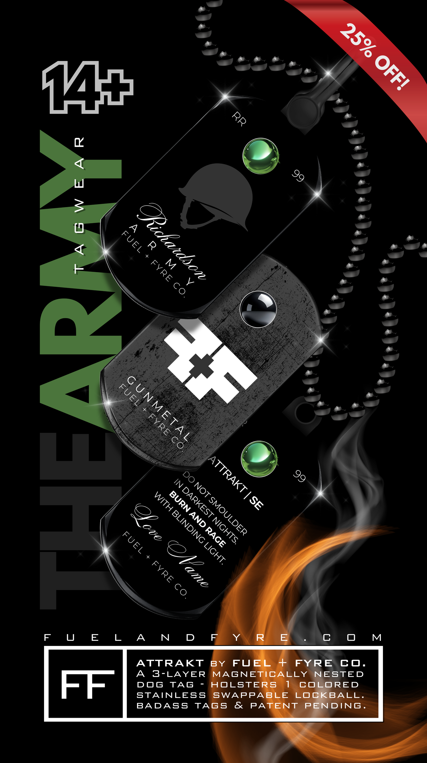 ATTRAKT SE | Magnetic Dog Tags | Army