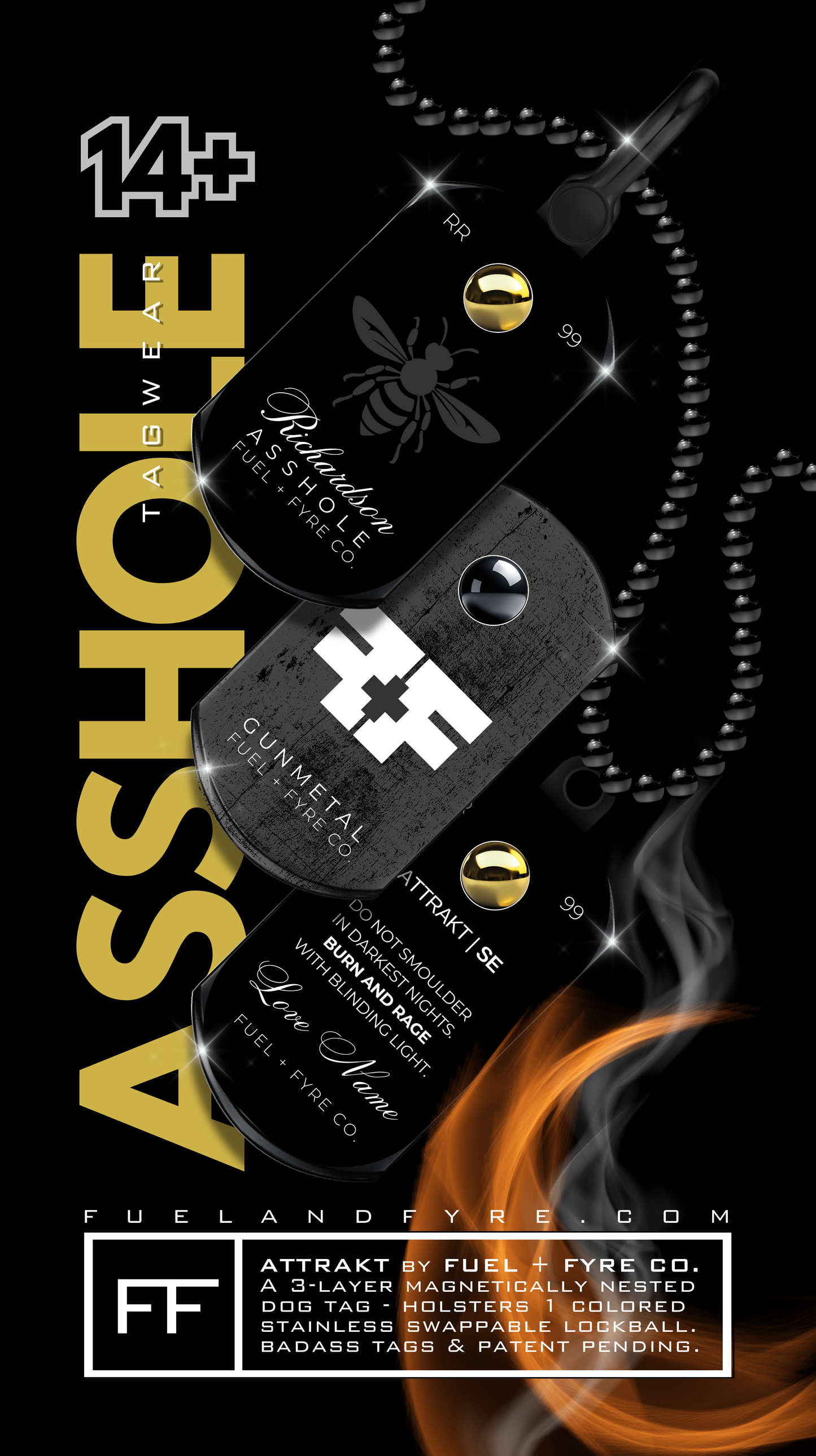 ATTRAKT SE | Magnetic Dog Tags | Asshole