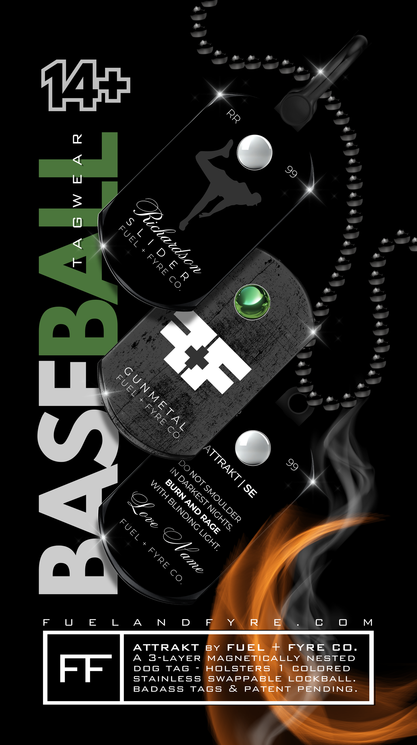 ATTRAKT SE | Magnetic Dog Tags | Baseball