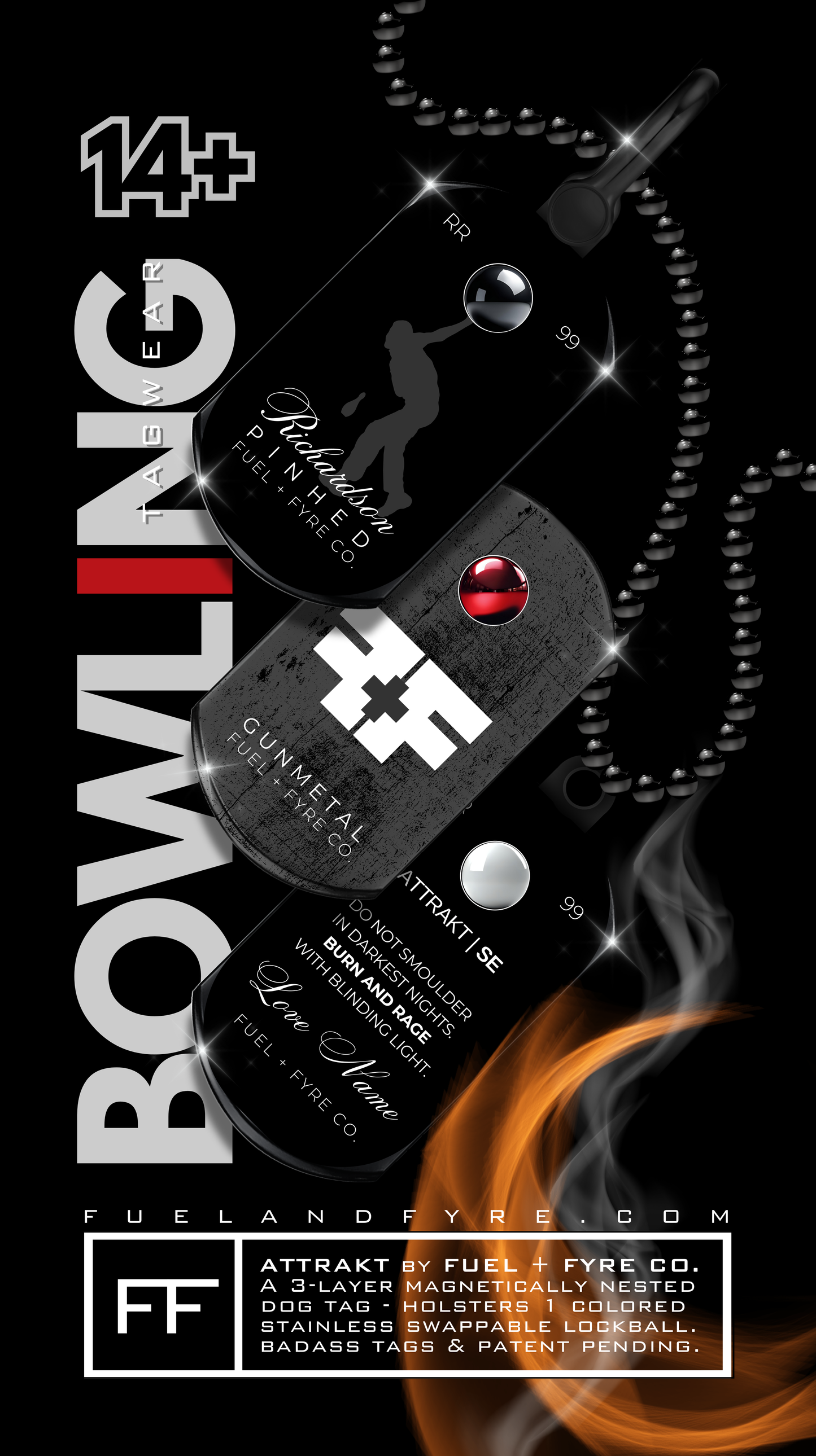 ATTRAKT SE | Magnetic Dog Tags | Bowling