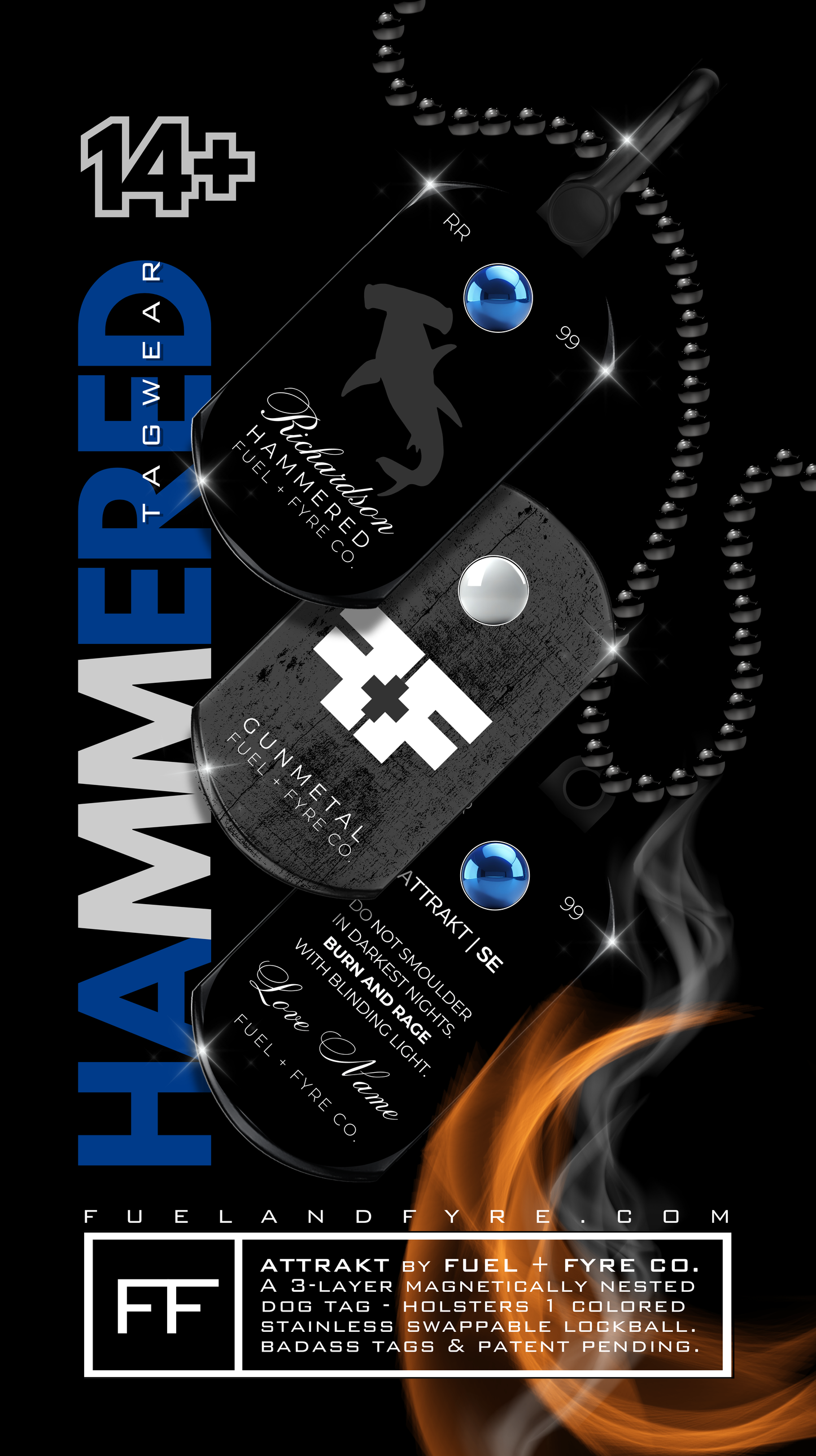 ATTRAKT SE | Magnetic Dog Tags | Hammered