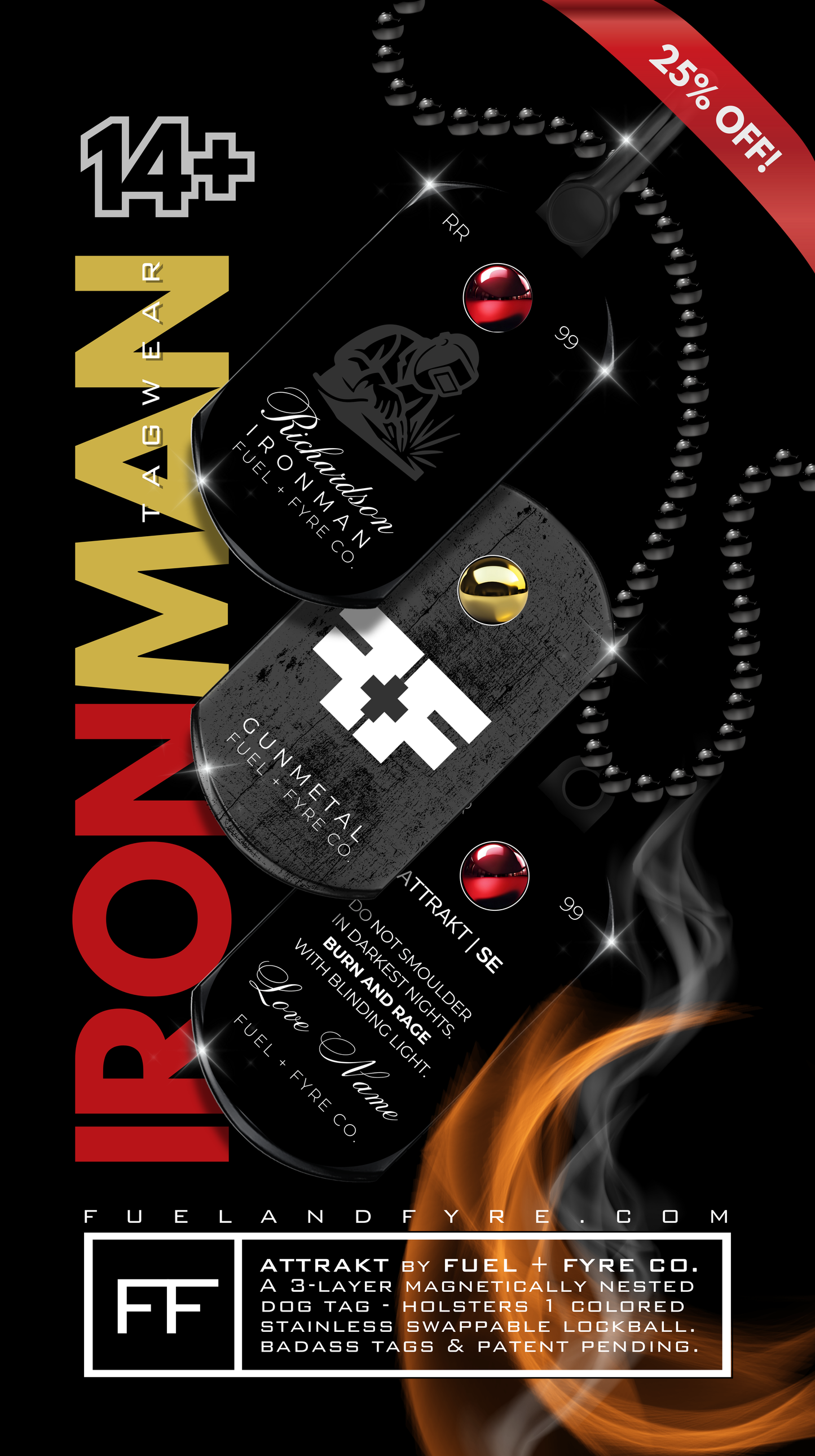 ATTRAKT SE | Magnetic Dog Tags | Ironman