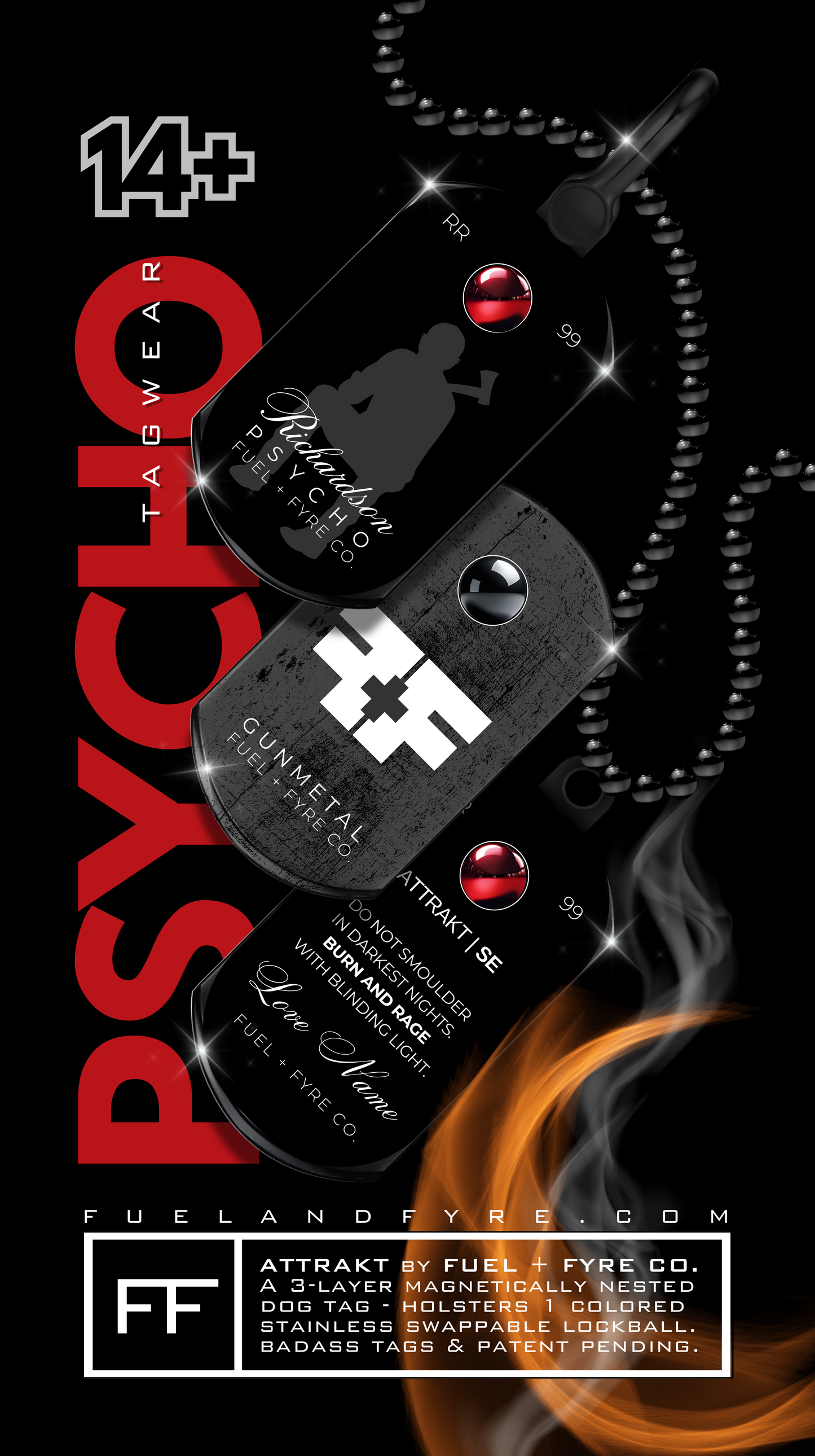 ATTRAKT SE | Magnetic Dog Tags | Psycho