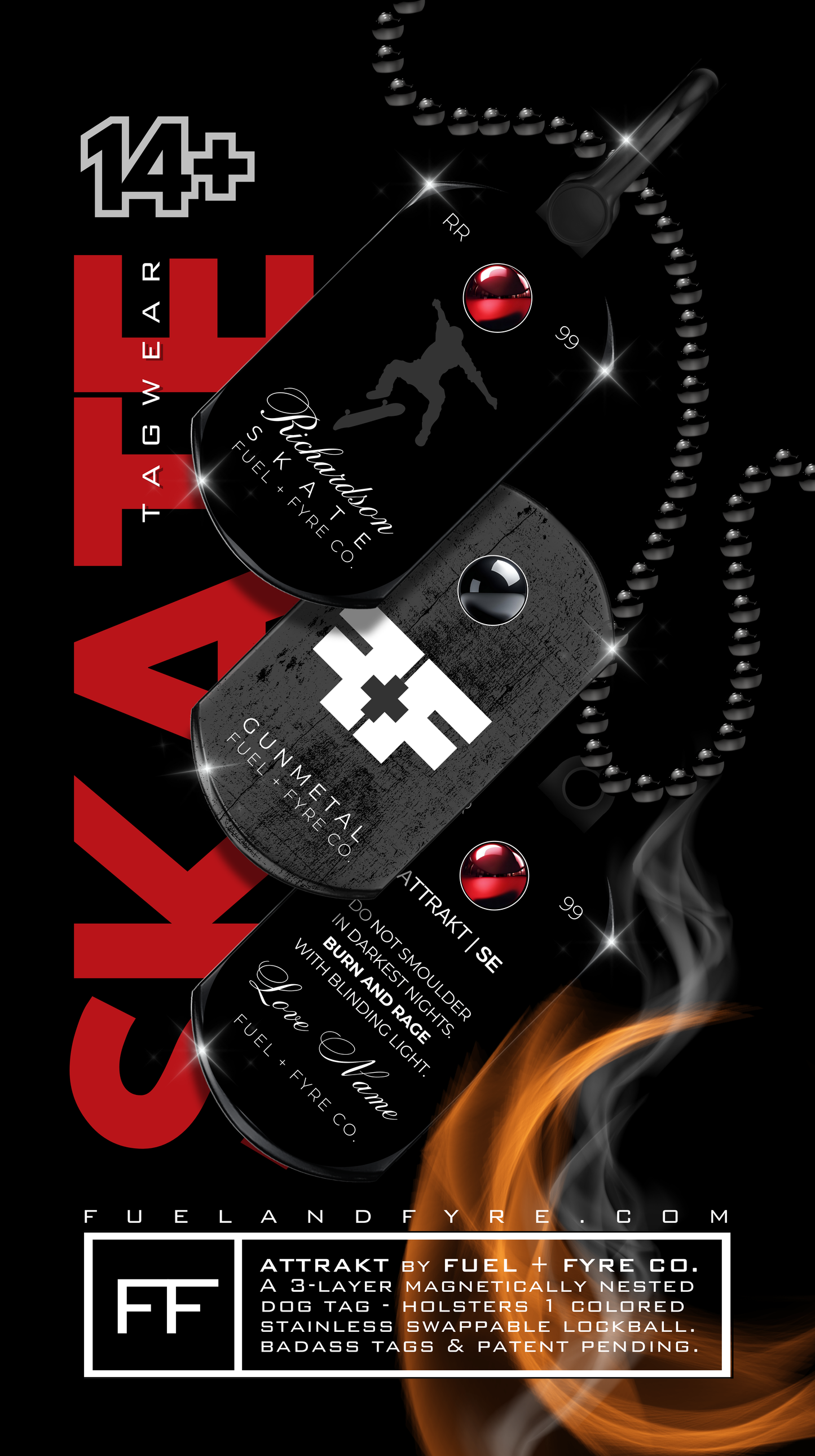 ATTRAKT SE | Magnetic Dog Tags | Skate