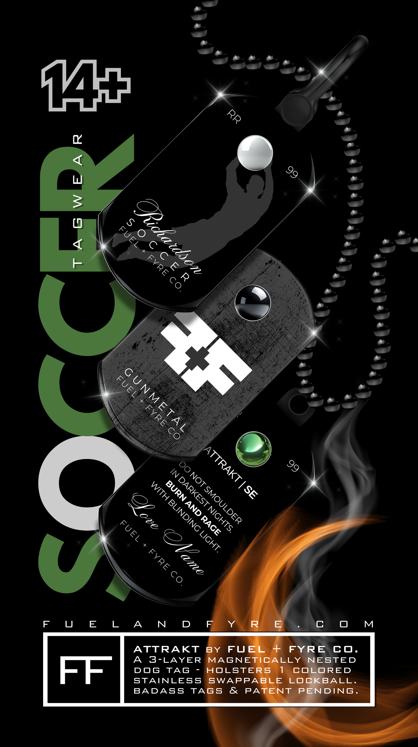 ATTRAKT SE | Magnetic Dog Tags | Soccer
