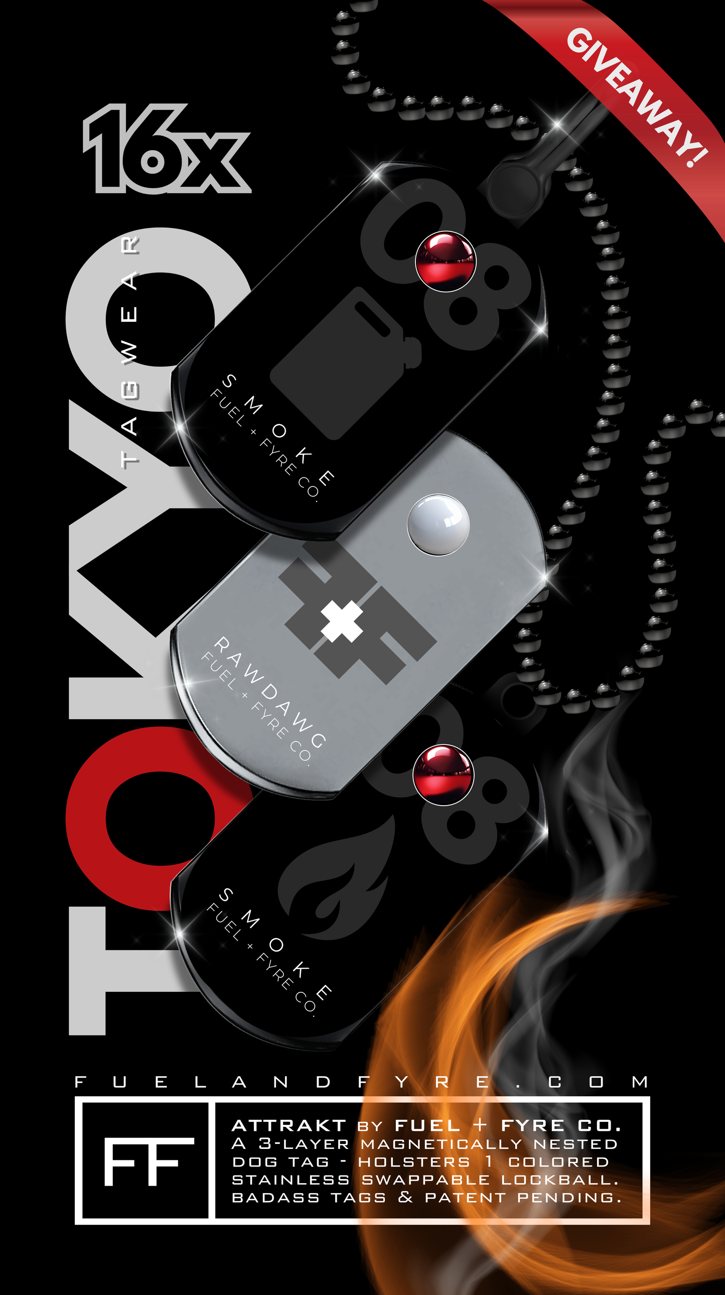 ATTRAKT LE | Magnetic Dog Tags | Tokyo Smoke by John Rando
